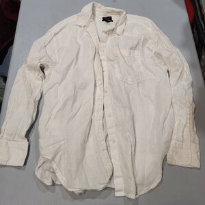 J. Crew Irish Linen Etienne Oversized Shirt in Cream